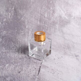 Μπουκάλι τετράγωνο με χρυσό καπάκι 50ml