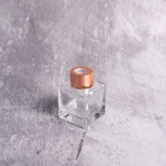 Μπουκάλι τετράγωνο με ροζ χρυσό καπάκι 50ml