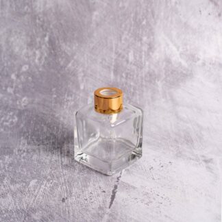 Μπουκάλι τετράγωνο με χρυσό καπάκι 100ml