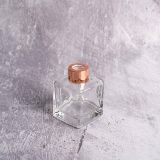 Μπουκάλι τετράγωνο με ροζ χρυσό καπάκι 100ml