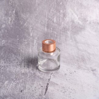 Μπουκάλι στρογγυλό με ροζ χρυσό καπάκι 50ml