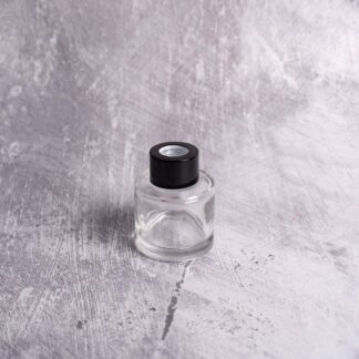 Μπουκάλι στρογγυλό με μαύρο καπάκι 50ml